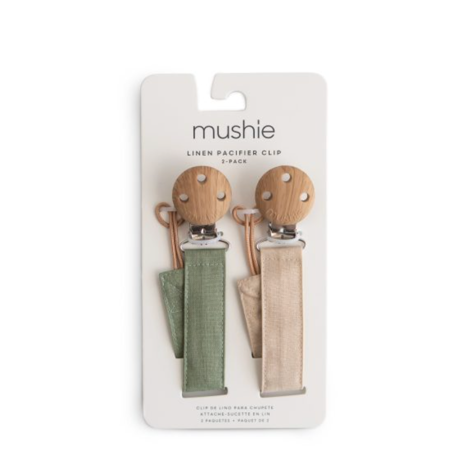 Clips de chupón lino Mushie