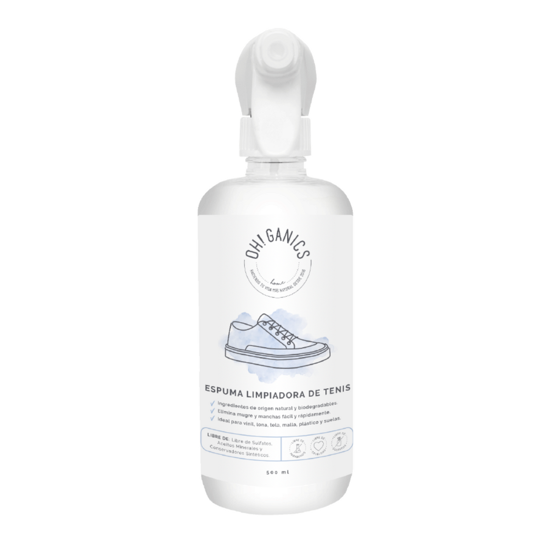 Limpiador De Tenis En Espuma 500 ml oh Ganics!