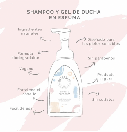 Shampoo &amp; Gel de Ducha en Espuma 440 ml Oh!Ganics