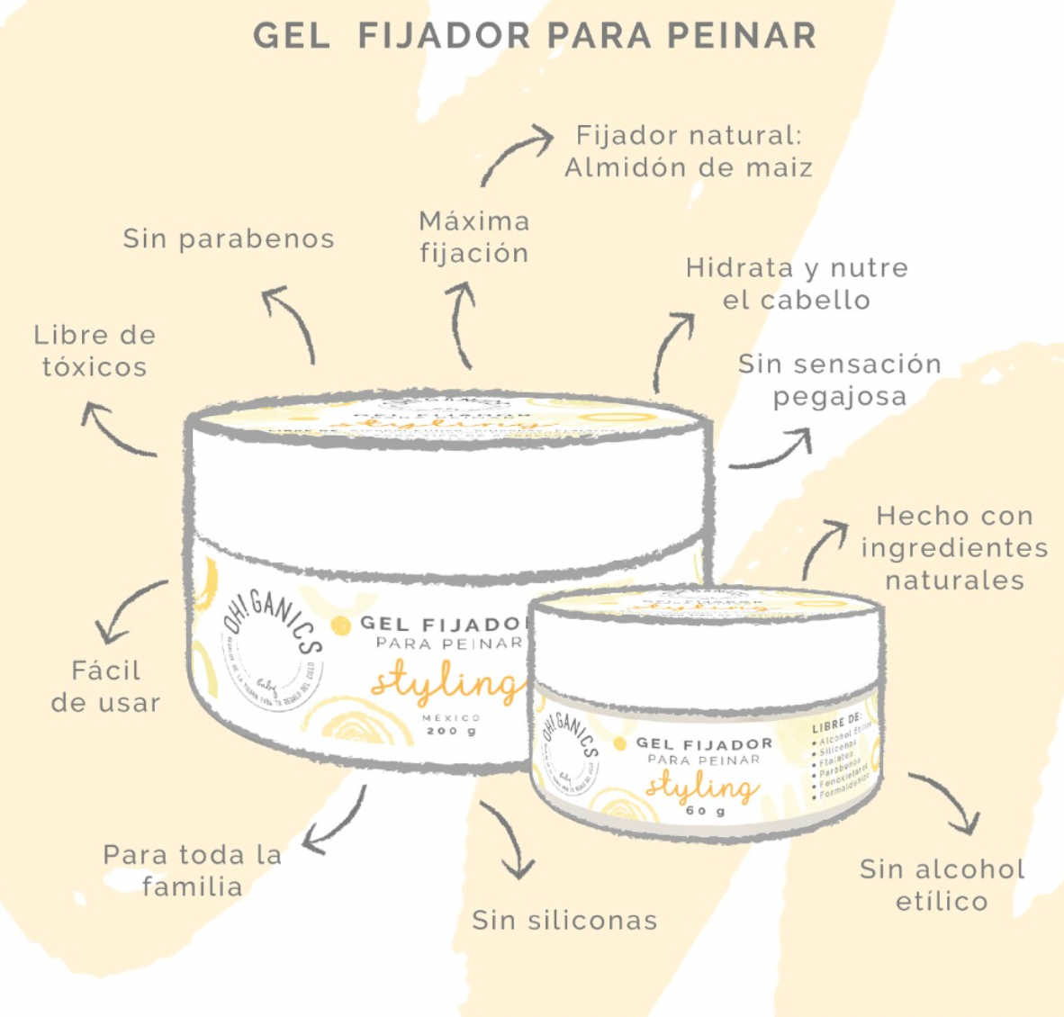 Gel fijador para peinar oh!Ganics