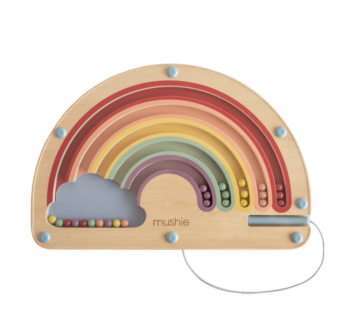 Laberinto de arcoíris magnético de madera Mushie