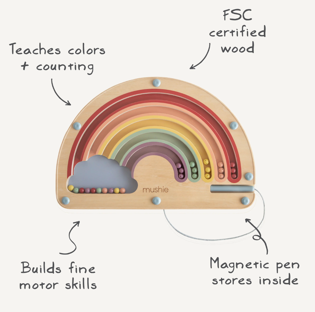 Laberinto de arcoíris magnético de madera Mushie